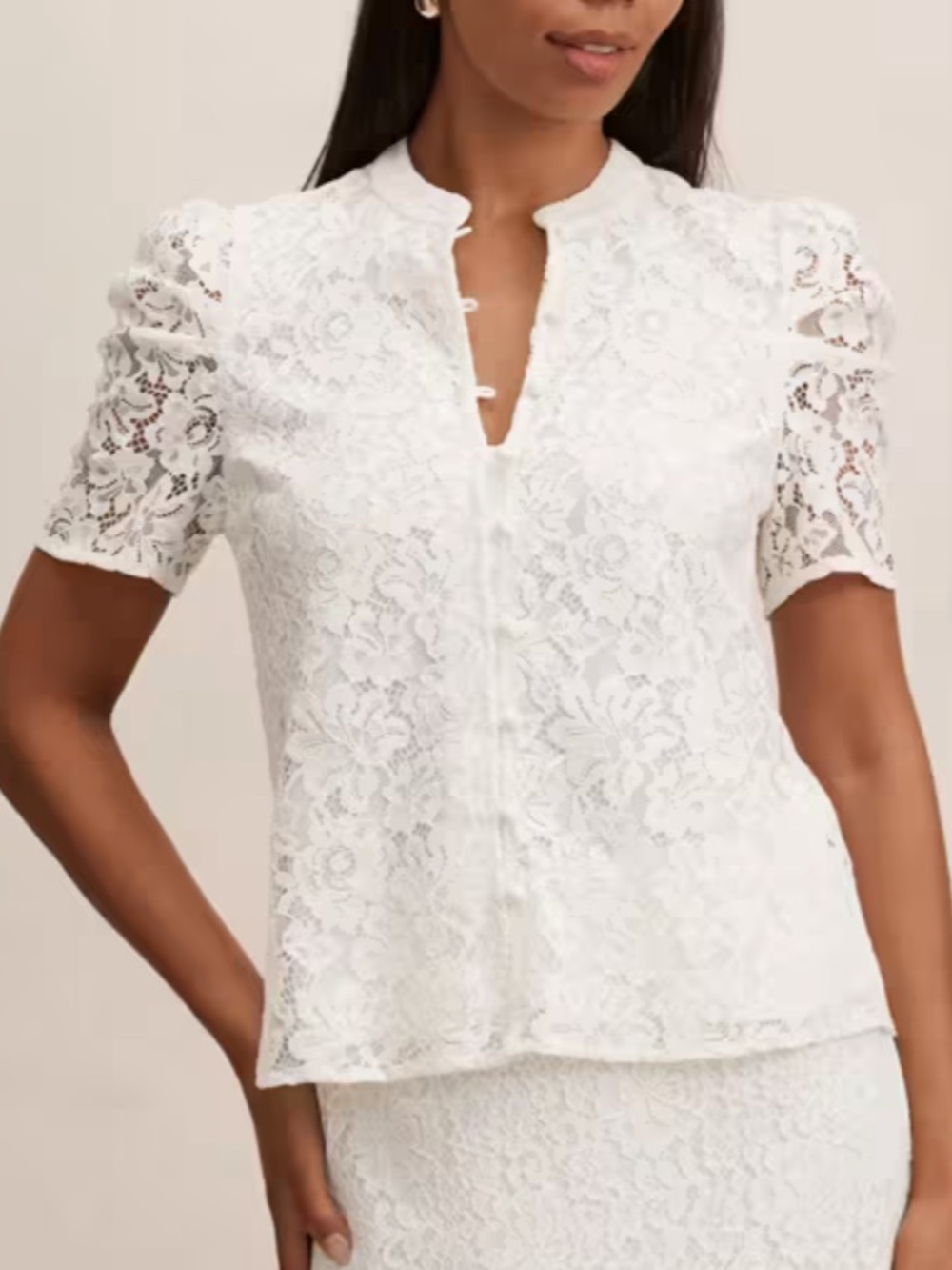 Lina Short Sleeve Lace Blouse